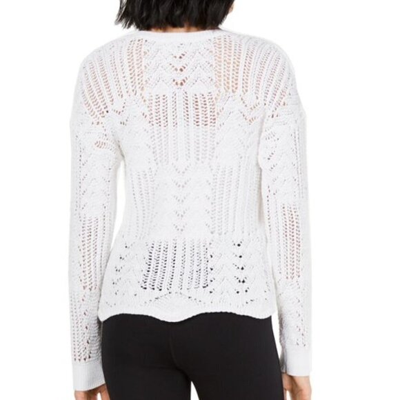 Bar lll Cotton Long Sleeve Crochet Sweater | white | Size L - Picture 10 of 10